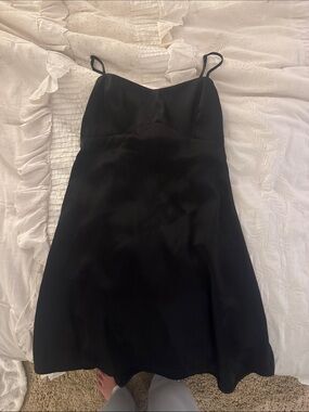Urban Outfitters Black Satin Spaghetti Strap Mini Dress